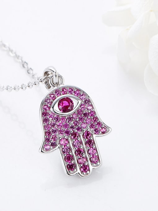 Fuschia Hamsa hand necklace