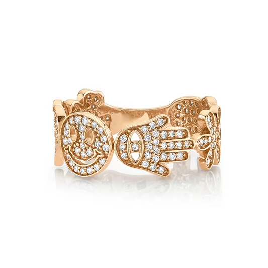 Hamsa smiley ring