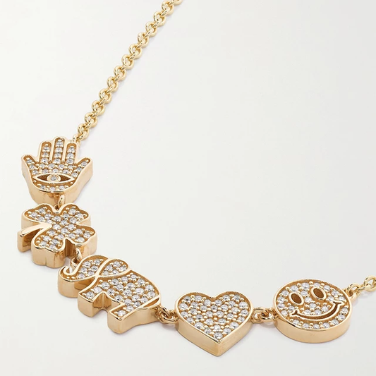 Hamsa smiley necklace