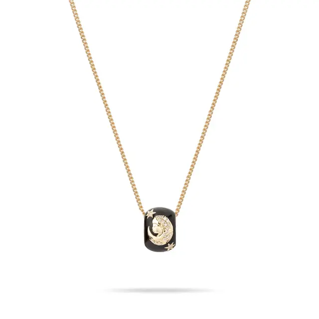 Zodiac Black Gold Pendant Necklace