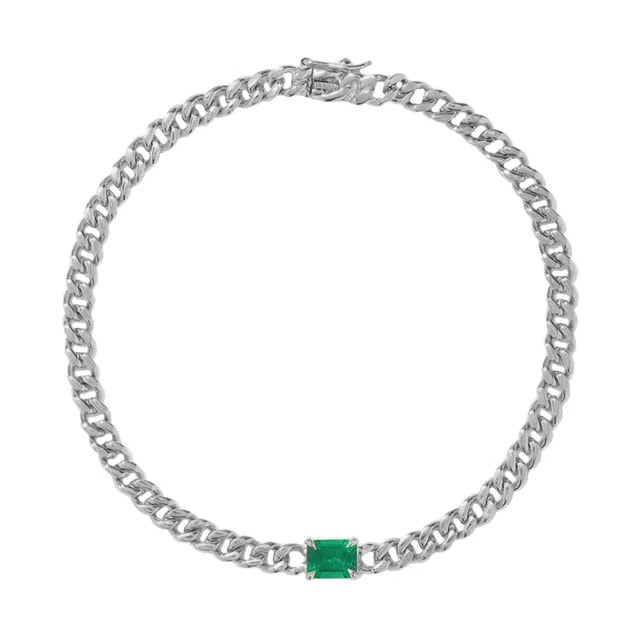 Kiki Emerald Stone Cuban Link Bracelet