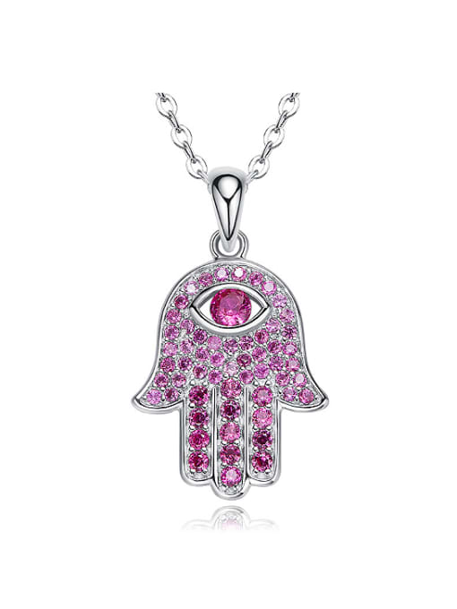 Fuschia Hamsa hand necklace