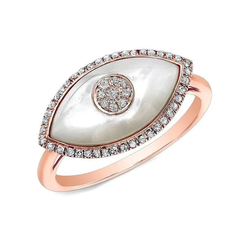 Aya Mother of Pearl Evil Eye Ring