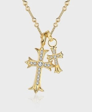 Casey Vintage Gold Cross Necklace