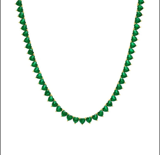 Mena Heart Tennis Necklace