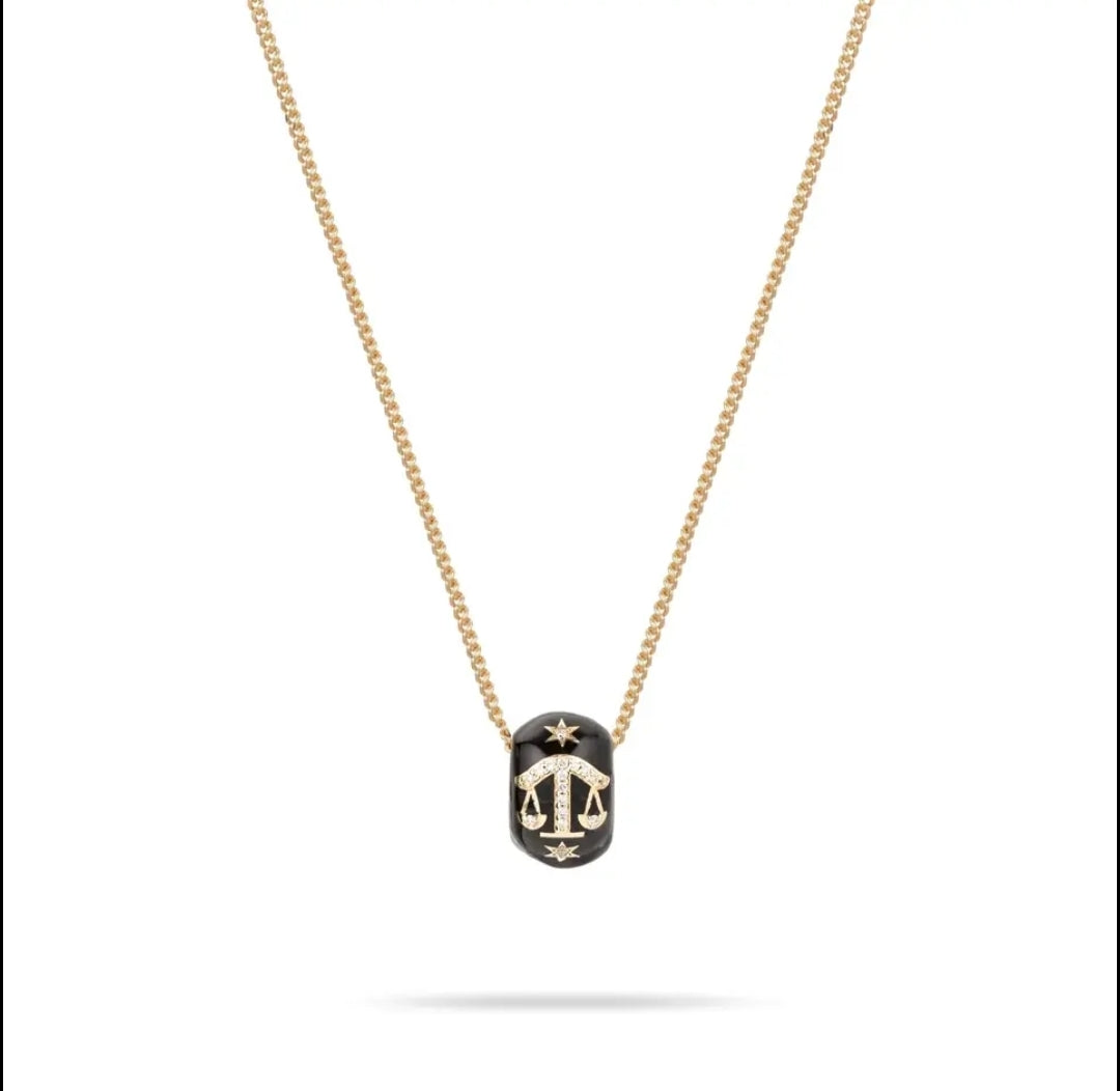 Zodiac Black Gold Pendant Necklace