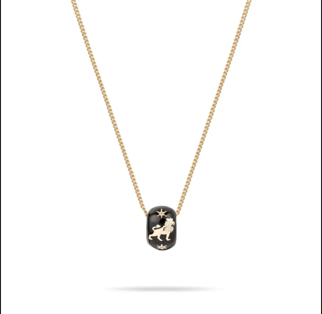 Zodiac Black Gold Pendant Necklace