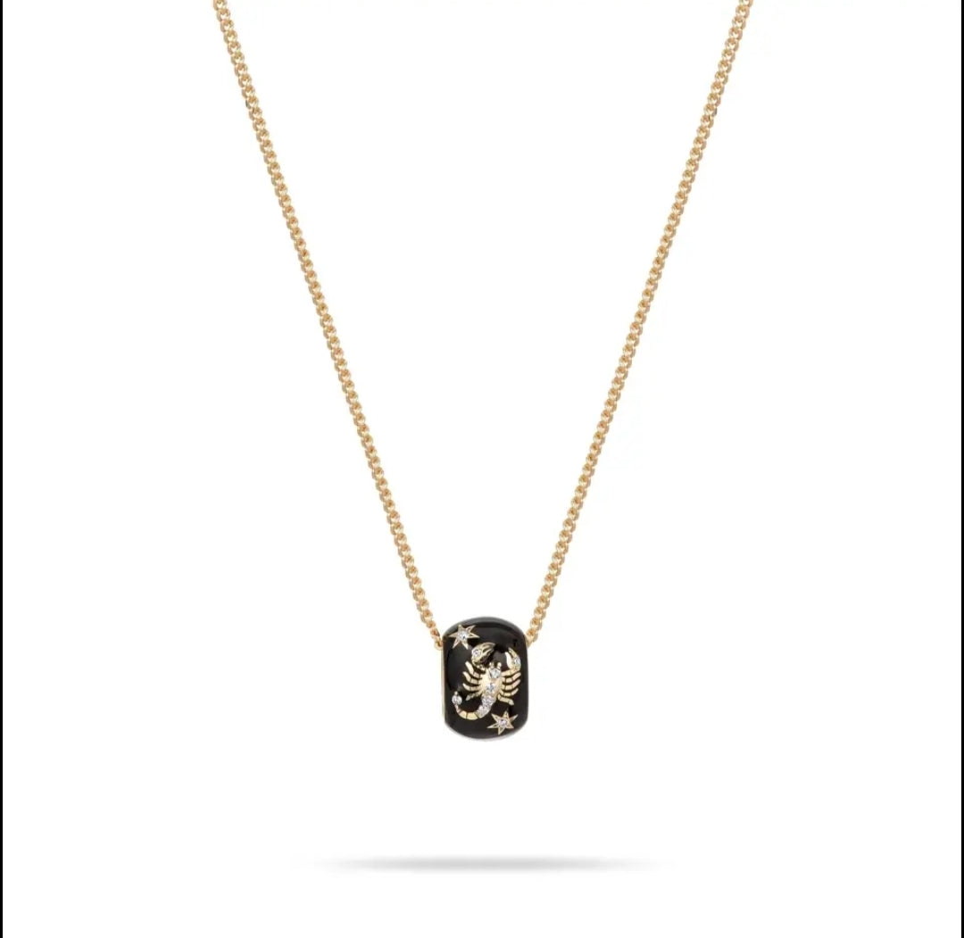 Zodiac Black Gold Pendant Necklace