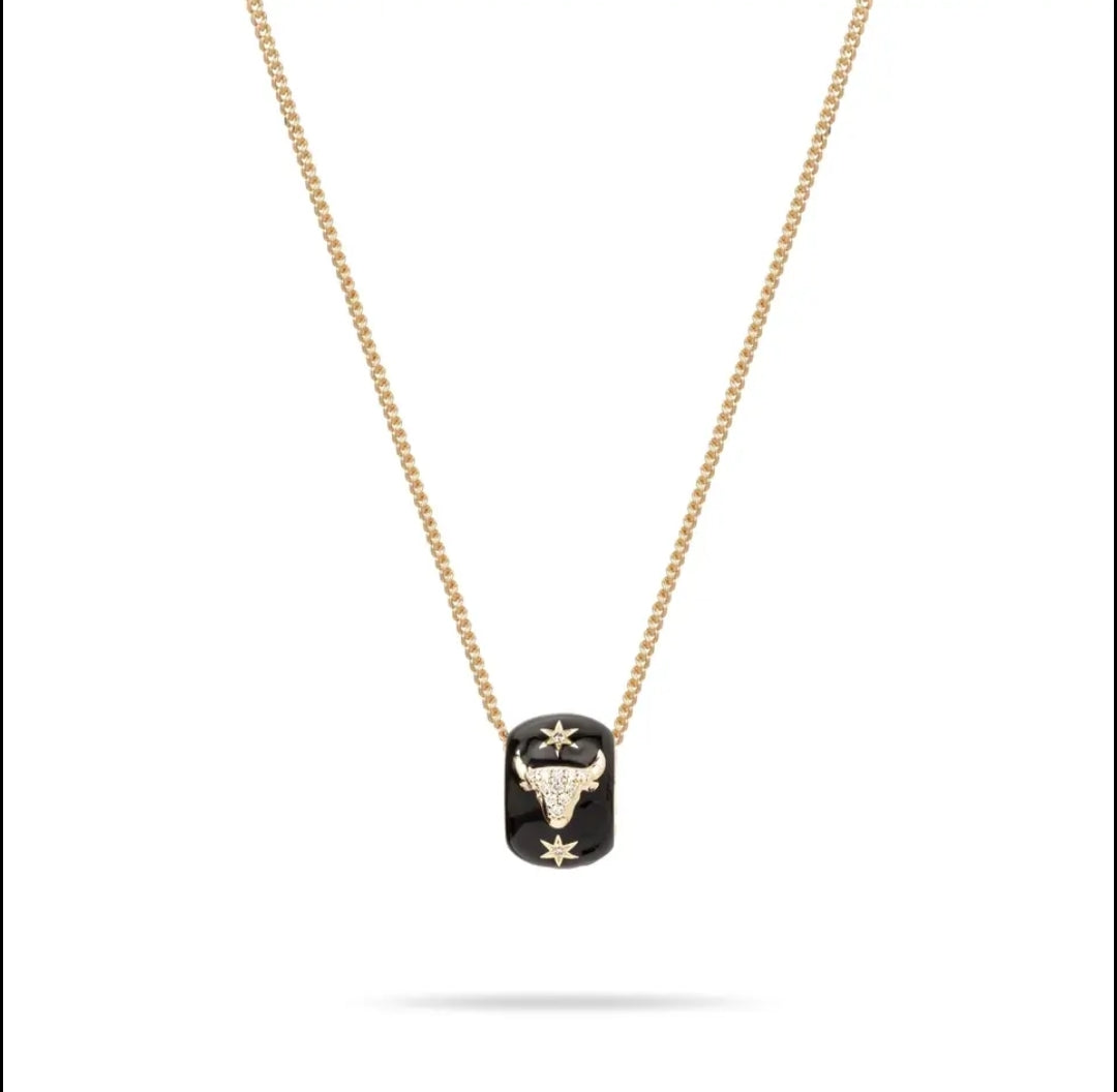 Zodiac Black Gold Pendant Necklace