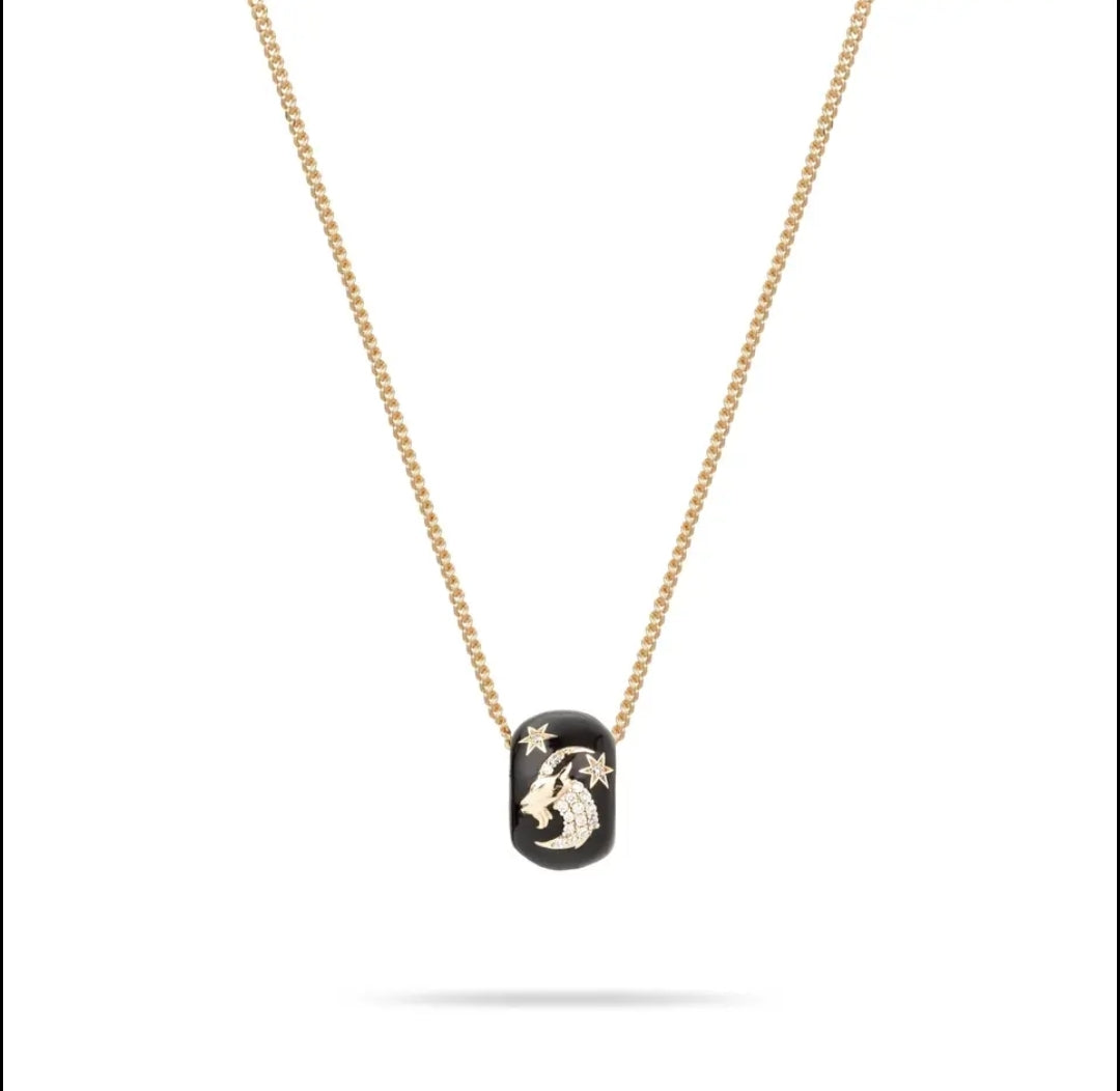 Zodiac Black Gold Pendant Necklace