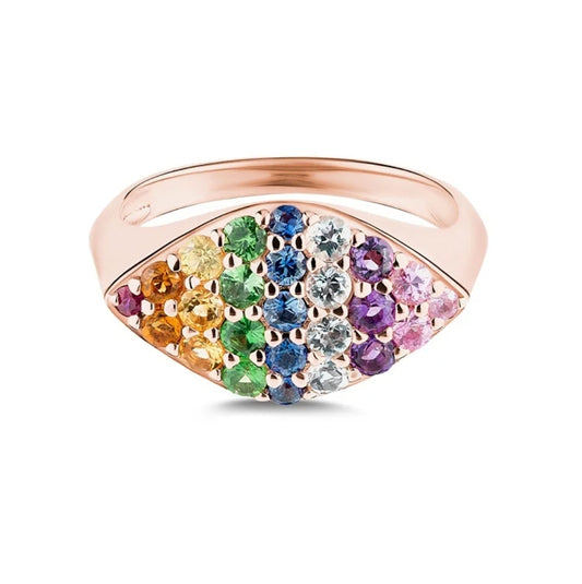 Dia Rainbow Evil Eye Ring